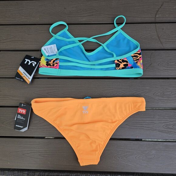 TYR Women's Mix & Match Orange/multicolor Bikini Set Size L (10/12) New - Picture 5 of 8